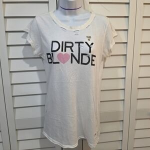 Rare Wildfox Dirty Blonde Distressed T Shirt with Metal Grommet Accents Sz M